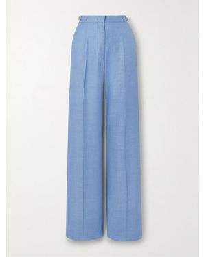 Gabriela Hearst Vesta Wool, Silk And Linen-Blend Straight-Leg Trousers - Blue
