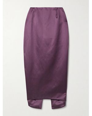 Wiederhoeft Wasp Cotton And Silk-Blend Duchesse-Satin Midi Skirt - Purple