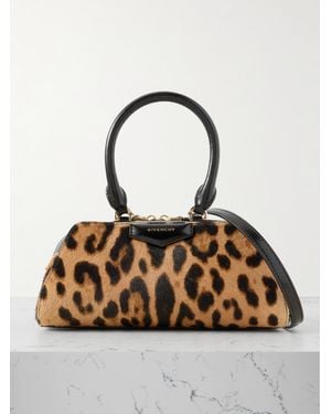 Givenchy Antigona East West Mini Leather-Trimmed Leopard-Print Calf Hair Tote - Metallic
