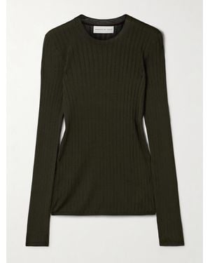 Veronica de Piante Elena Ribbed Silk-Crepe Sweater - Grün