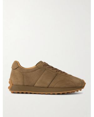 Tod's Sportivo Active Leather-Trimmed Suede Trainers - Brown