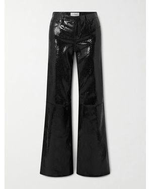 FRAME Rodeo Croc-Effect Leather Flared Trousers - Black