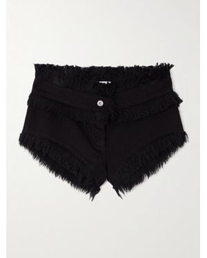 Ferragamo Frayed Denim Shorts - Black