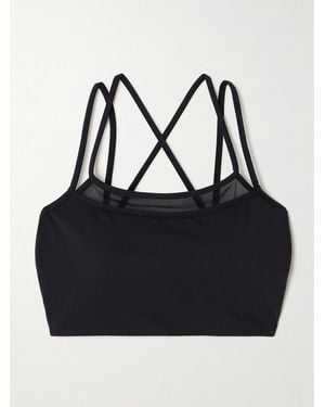 Eres Cooper Layered Tulle-Trimmed Stretch-Jersey Sports Bra - Schwarz