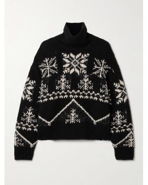 Nili Lotan Meredith Intarsia Cashmere And Silk-Blend Turtleneck Sweater - Black