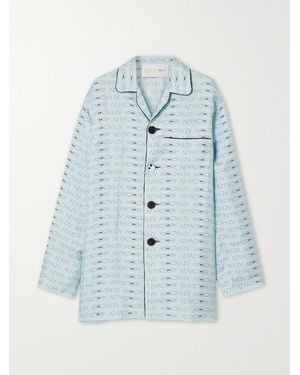AZ FACTORY Pijama Look But Don'T Touch Printed Silk-Twill Shirt - Blue