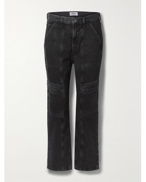Agolde Net Sustain Cooper Cargo High-Rise Straight-Leg Organic Jeans - Black