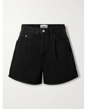 Agolde Rhoda Shorts Aus Bio-Denim Mit Bundfalten - Schwarz