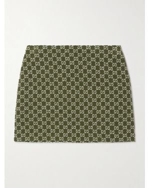 Gucci Minirock Aus Bouclé Aus Einer Baumwollmischung Mit Jacquard-Muster - Grün