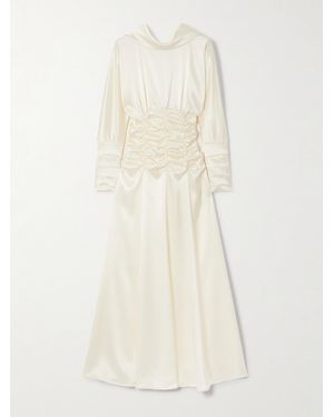 Violante Nessi Edgar Open-Back Gathered Satin Gown - White
