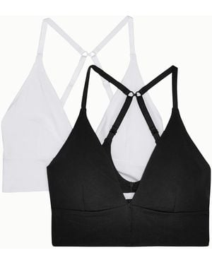 Skin Net Sustain Helen Set Of Two Organic Pima Cotton-Blend Jersey Soft-Cup Triangle Bras - Black