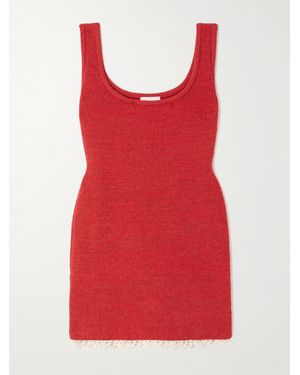 Magda Butrym Cotton Crochet-Trimmed Ribbed-Knit Mini Dress - Red