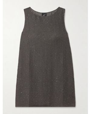 Leset Stella Sequined Linen-Blend Mini Dress - Grey