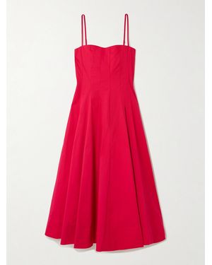 STAUD Wylie Midikleid Aus Popeline Aus Einer Baumwollmischung - Rot