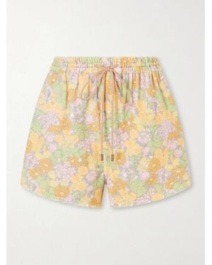 Chloé Floral-Print Cotton-Terry Shorts - White