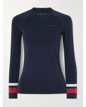 FALKE Maximum Warm Skioberteil Aus Jersey Mit Streifen - Blau