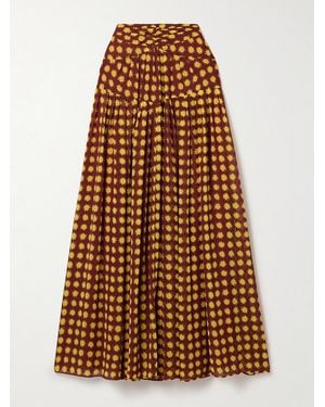 Diane von Furstenberg Amira Gathered Printed Recycled-Chiffon Maxi Skirt - Brown