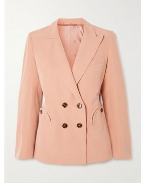 Blazé Milano Flica Charmer Double-Breasted Silk And Linen-Blend Blazer - Pink