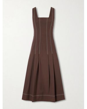Veronica Beard Jolie Cotton-Blend Poplin Midi Dress - Brown