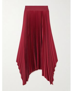 JOSEPH Ade Asymmetric Recycled Plissé-Crepe Midi Skirt - Red
