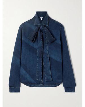 Loewe Pussy-Bow Denim Shirt - Blue