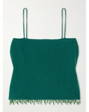 Bode Fringed Bead-Embellished Wool And Cashmere-Blend Top - Green