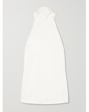 Galvan London Satin Halterneck Top - White