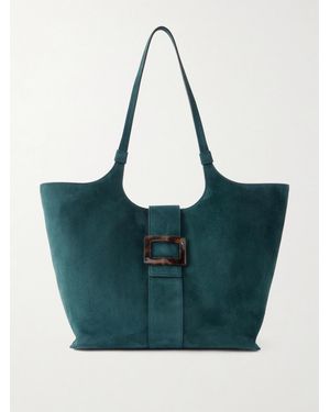 Roger Vivier Belle Vivier Medium Buckled Suede Tote - Blue