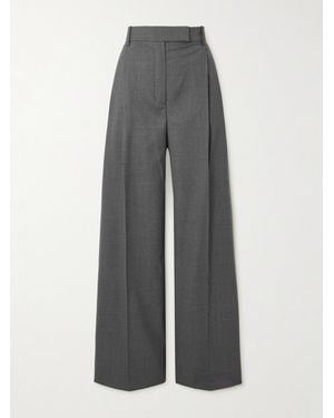 Rohe Pleated Wool-Blend Wide-Leg Trousers - Grey