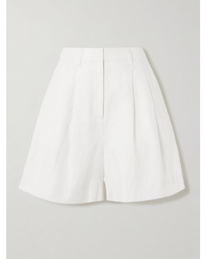 Posse Marchello Pleated Linen Shorts - White