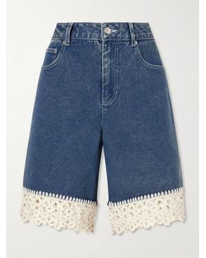 Sea Stasia Crochet-Knit Denim Shorts - Blue