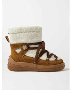 Moncler Insolux Suede And Shearling Snow Boots - Brown