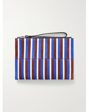 Proenza Schouler Leather Intarsia Leather-Trimmed Suede Pouch - Blue