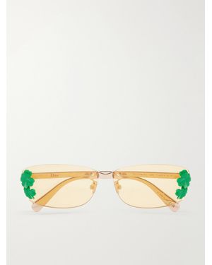Dior Embellished Square-Frame-Tone Optical Glasses - Metallic