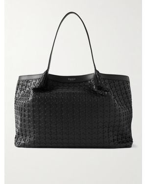 Serapian Secret Large Woven Leather Tote - Black