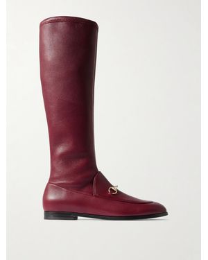 Gucci Jordaan Kniehohe Stiefel Aus Leder Mit Horsebit-Detail - Rot