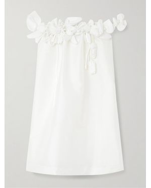 BERNADETTE Off-The-Shoulder Appliquéd Taffeta Mini Dress - White