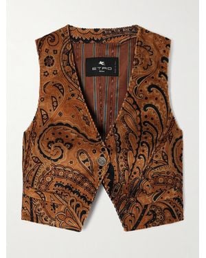 Etro Paisley-Print Cotton-Blend Corduroy Vest - Brown