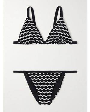 SARA CRISTINA Sun Two-Tone Crocheted Bikini - Black
