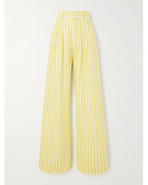 Petar Petrov Heat Wave Pleated Silk-Crepon Wide-Leg Trousers - Yellow