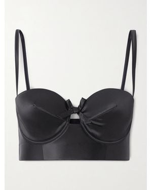 Eres Greta Bow-Detailed Cutout Satin Bustier Bra - Schwarz