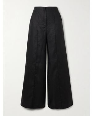 ANDRES OTALORA Encontrarte Linen Wide-Leg Trousers - Black