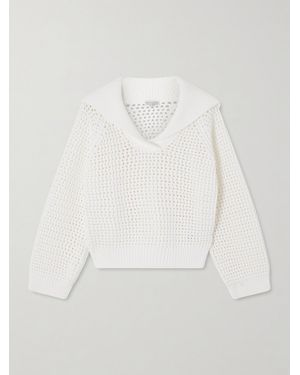 Brunello Cucinelli Open-Knit Cotton-Blend Jumper - White