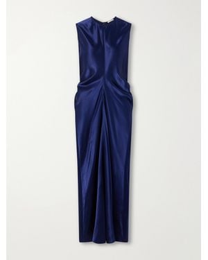 FFORME Lillian Draped Satin Midi Dress - Blue