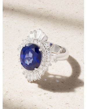 YEPREM Ring Aus 18 Karat Weißgold Mit Saphir Und Diamanten - Blau