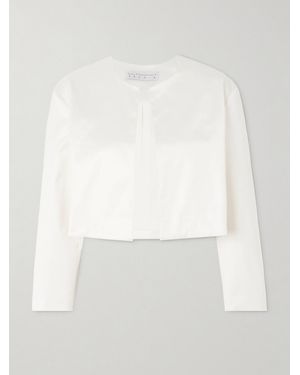 Abadia Cropped Satin Jacket - White