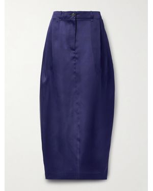 Khaite Lucian Pleated Silk-Organza Maxi Skirt - Blue