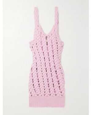 Isa Boulder Crochet-Knit Mini Dress - Pink