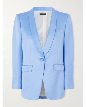 Tom Ford Cotton And Silk-Blend Duchesse-Satin Blazer - Blue
