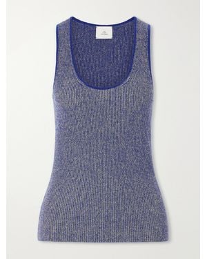 The Elder Statesman Marl Knitted Cashmere Tank - Blue